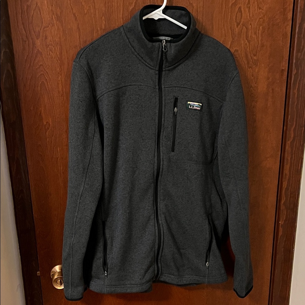 L.L. Bean Charcoal Grey Men's Sweater Fleece Full-Zip Jacket Size Large Tall